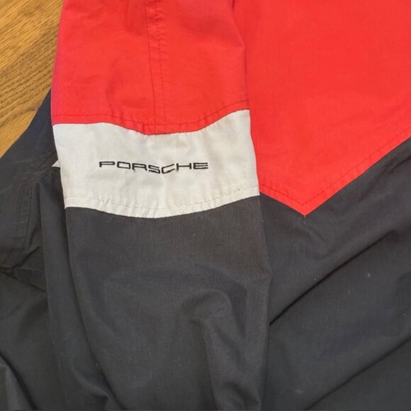Vintage Porsche Jacket Coat Large L Exclusive Hong Kong Red Black Sports Car - Picture 4 of 7
